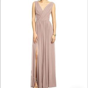 Dessy Collection Vivian Diamond Chiffon Gown Style 2894 French Truffle sz 2